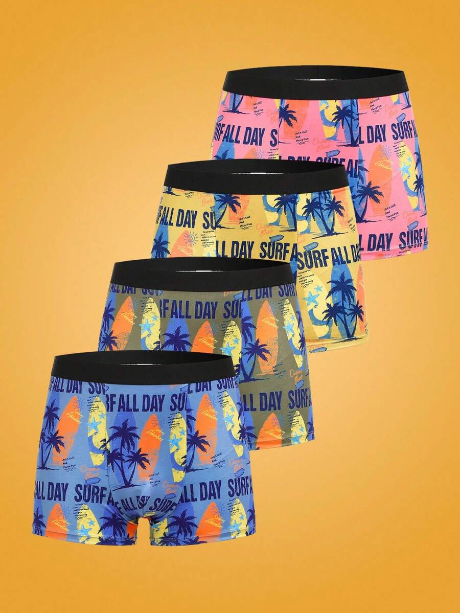 Notgurli Men's Tropical Print Casual Swim Trunks - Multicolor - View 1