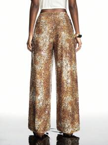 LYSMO Women's Fashionable Sequin Long Pants, Suitable For Concerts And Parties - Red - View 2