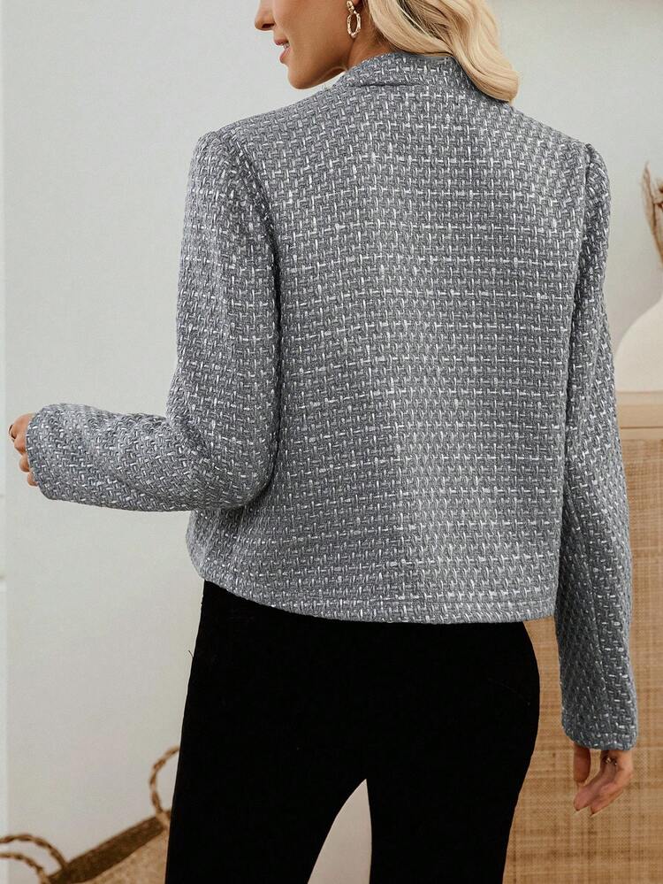 Women's Casual Commuter Regular Cropped Jacket Tweed Jacket Women Grey Jacket Tweed Blazer Jacket Fall Clothes For Women Winter Coat Winter Jacket Women Coat For Women Fall Women Clothes Office Outfits For Women Teacher Outfits For Women