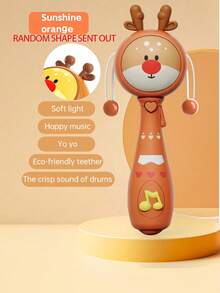 Zazumi 1PC 7.48*2.48in Baby Toy, Baby Music Swing Toy 18 Months Old, Baby Wave Drum Toy, Baby Bite Ring Toy With Music And Light, Toddler Learning Toy With Music And Light, Newborn Toy Baby Boy Girl Gift (Without Battery) - Multicolor - View 10