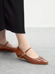 Mnmlis 女式新款平底低跟尖头一脚蹬鞋 - 棕色 - 查看 7