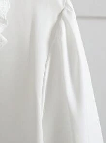 Nuova camicetta bianca ampia a maniche lunghe con colletto Peter Pan, stile accademico versatile e fresco, adatta per primavera e autunno