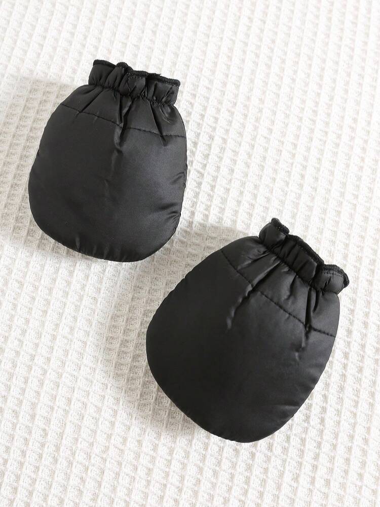 SHEIN 3件套新生婴儿男童/女童可爱纯色连帽加厚连体衣、滑雪服、手套、男女通用婴儿服装、婴儿冬装、保暖加厚 - 彩色 - 查看 7