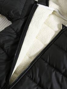 SHEIN 2件套新生儿男女宝宝可爱纯色连帽加厚连体衣、滑雪服、手套，男女通用婴儿服装，婴儿冬季保暖服 - 彩色 - 查看 6