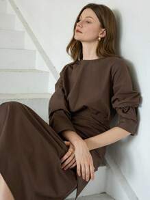 Dazy-Less Jesienny i wiosenny luźny styl biznesowy casualowy w jednolitym kolorze, prosty strój biurowy, dojazdy do pracy, projekt Sense, krawat ze sznurkiem, krawat ze skręconym krawatem, spódnica, garnitur damski, dwuczęściowy garnitur, jesienne ubrania damskie