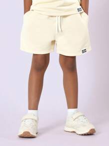 SUMWON 清凉清新冰淇淋印花夏季套装抽绳短裤搭配服装休闲沙滩度假T恤短款套装 - 黃色 - 查看 4