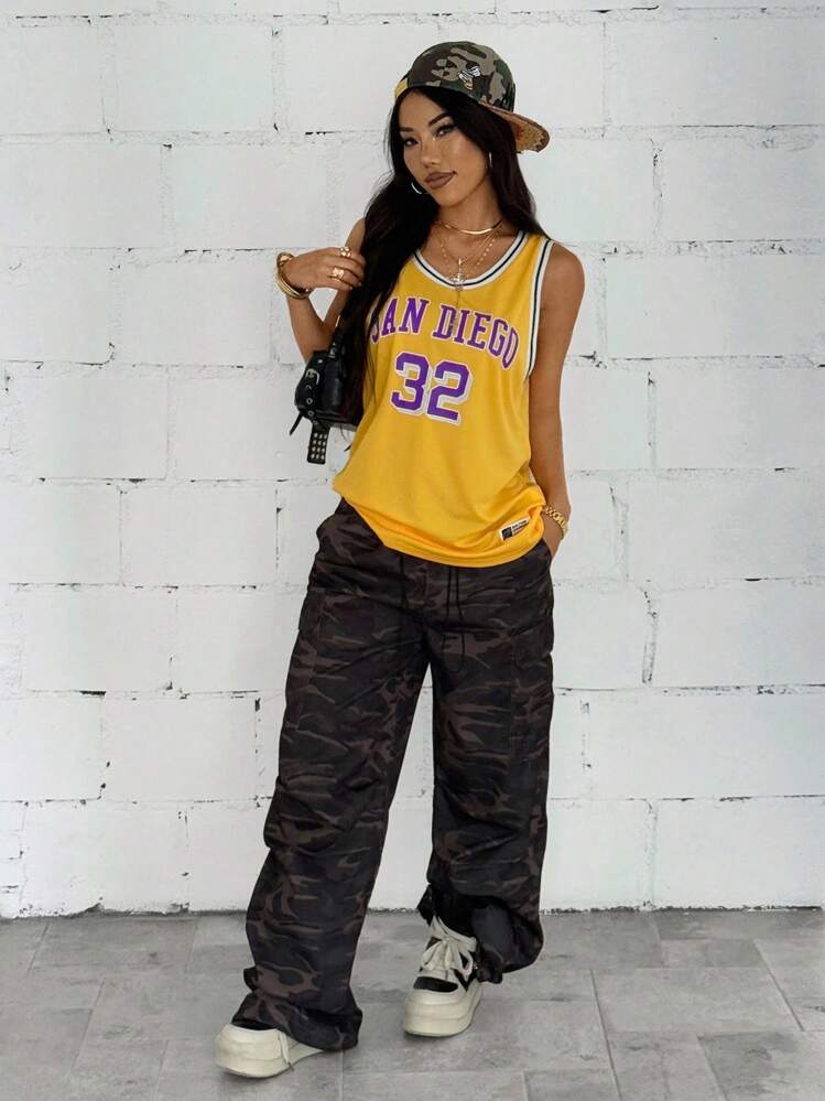 StreetHx 女式街头风格美式运动休闲运动背心 - 黃色 - 查看 5