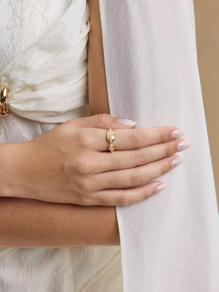 18K GOLD PLATED BEADED OPEN RING