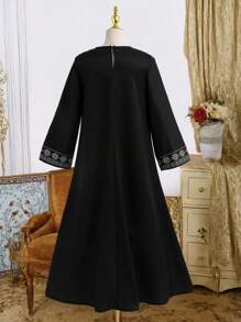 Tween Girls Casual Inspired Long Cardigan Dress - Black - View 2