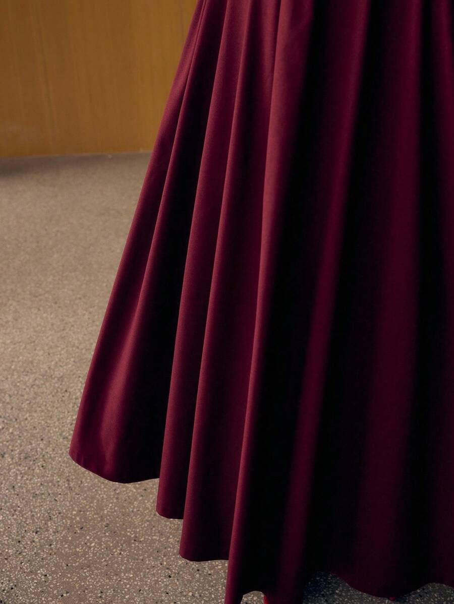 MOTF PREMIUM FLOWY MID-LENGTH DRESS - Burgundy - View 2