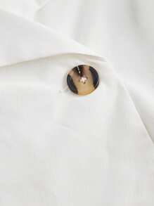 SHEIN MOD 加大码白色优雅百搭无袖亚麻腰带短款风衣背心 - 白色 - 查看 3