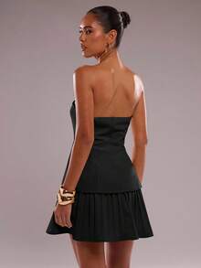 SHEIN BAE Váy ống đơn sắc tối giản thường ngày dành cho nữ - màu đen - Xem 2