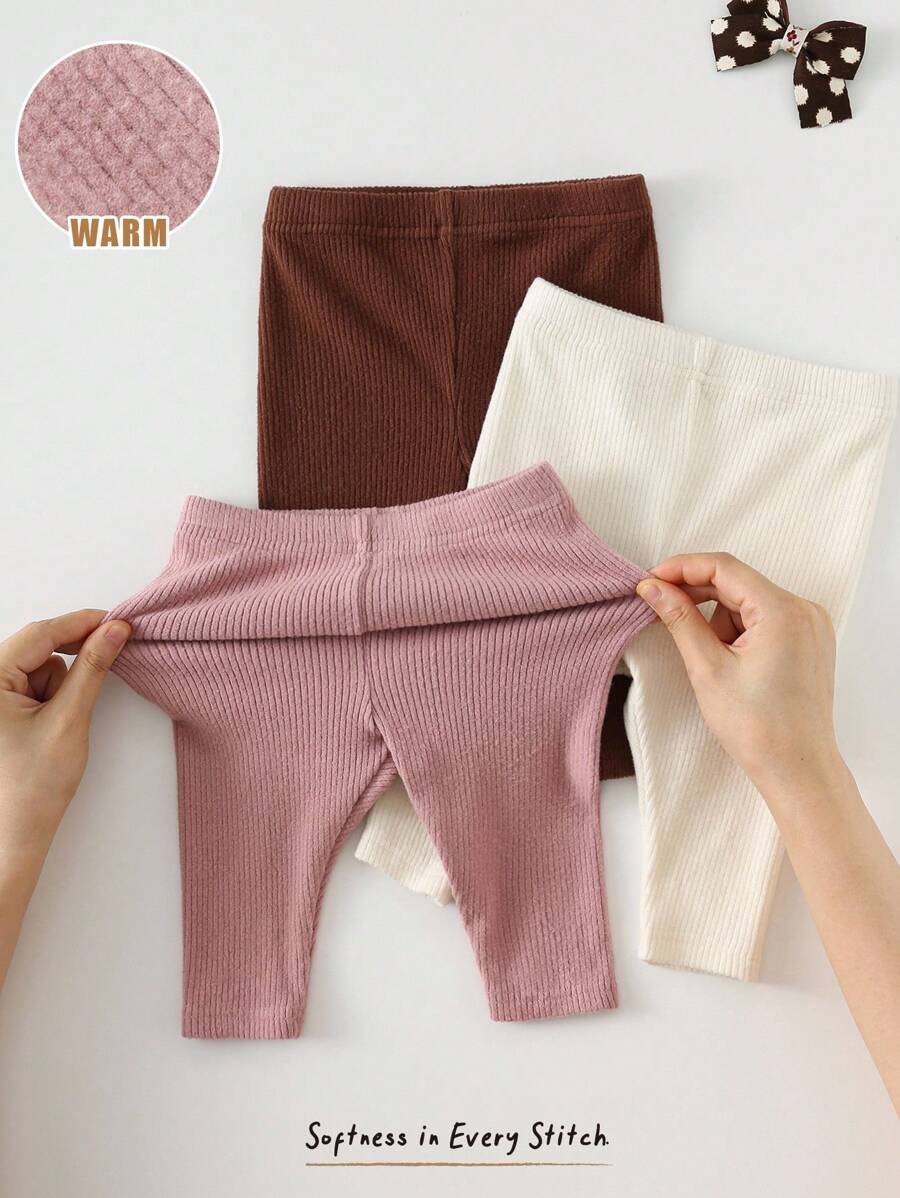 Cozy Pixies Newborn Baby Elastic Waist Ribbed Leggings Chic For Autumn/Winter Fall - Multicolor - View 1