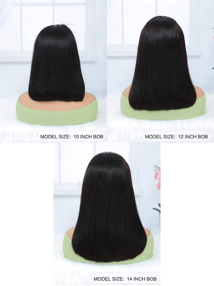 Tóc giả thẳng ren phía trước 13x4 Bob Tóc thật cho phụ nữ 10-14 inch Phía trước trong suốt 180% Mật độ cho phụ nữ Màu tự nhiên - S1B - Xem 4