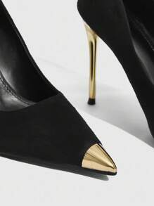 CUCCOO SZL Fashionable Metal Pointed Toe Classic Comfortable Versatile Stiletto High Heels, Suitable For Commuting, Dates, Parties, Festivals And Vacation - Black - View 6