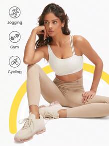 GLOWMODE FeatherFit™ Asymmetric Strap Sports Bra - White - View 4