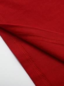 Franclia 女士休闲亮片蝴蝶图案圆领短袖T恤，夏季 - 紅色 - 查看 6