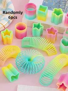 Zazumi Bộ quà tặng tiệc cầu vồng 6/12/24/36 món, đồ chơi mini bằng nhựa hình dạng và màu sắc ngẫu nhiên, đồ chơi lò xo cuộn đàn hồi giảm căng thẳng, quà sinh nhật cho bé trai và bé gái, quà lễ hội, đồ nhét túi quà. - Nhiều màu - Xem 8