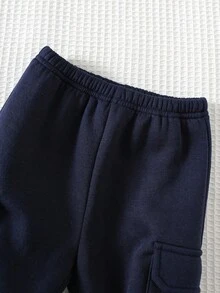 Cozy Pixies 2 件套男婴卡通鹤图案针织柔软圆领长袖套头衫和松紧腰裤套装 - 彩色 - 查看 8