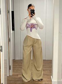 SHEIN ICON Ultratiefe Vintage weite Bein Extra lange Hose