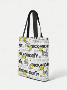 Rick and Morty X SHEIN Túi xách thời trang nữ họa tiết chữ và chân dung - trắng - Xem 2