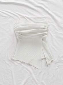 Firerie 女士优雅浪漫时尚通勤性感优雅风格黄色褶皱抹胸，适合派对、海滩度假、返校、浪漫约会、婚礼季、生日、复活节、春夏 - 白色 - 查看 4