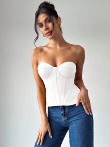 Firerie Women's Summer Solid Color Elegant Tube Top White White - White - View 5
