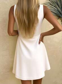 SHEIN EZwear 女式无袖蟹虾印花迷你连衣裙，活力四射 - 彩色 - 查看 2