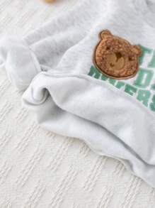 Cozy Pixies 2 件套男婴卡通熊图案针织柔软圆领长袖套头衫和松紧腰裤套装 - 彩色 - 查看 7