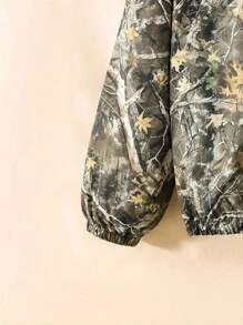 SHEIN Young Boys Clothes Casual Sports Street Green Camouflage Branch Pattern Printed Hooded Jacket Back To School Clothe Boys School Clothes - Multicolor - View 7