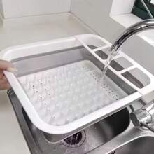 SHEIN 1 件可折叠碗碟晾干架带餐具架节省空间塑料厨房收纳架适用于家庭房车露营旅行拖车速干轻便便携式紧凑型设计碗碟沥水架收纳架厨房必需品 - 彩色 - 查看 7