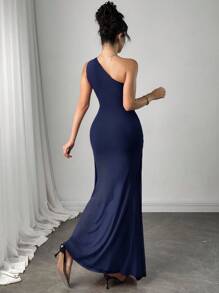 Firerie 女士新款优雅红裙褶饰网纱连衣裙、度假裙、酒红色裙子/海边、派对、酒会/演唱会/郊游休闲 - 藏蓝色 - 查看 2