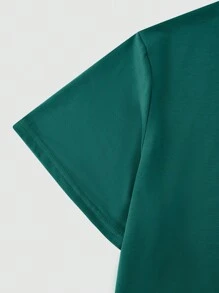 Manfinity Homme Áo thun nam in chữ và cờ Mỹ thường ngày, mùa hè - màu xanh lá - Xem 5