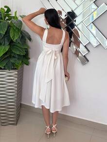 Andrea Bello Đầm suông không tay cổ tim buộc dây sau lưng cho nữ - trắng - Xem 2