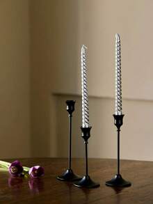 Zazumi 3 chân nến thon bằng đồng thau vàng/kim loại đen, chân nến trang trí trung tâm hiện đại cổ điển thích hợp cho lò sưởi, đám cưới, tiệc tùng, quà tặng tân gia, sinh nhật, tốt nghiệp, nhà ấm cúng, trang trí bàn Rama, quà tặng Ngày của Mẹ, sử dụng cho tiệc tùng, ăn uống gia đình, đồ dùng nhà hàng cao cấp, trang trí đám cưới - màu đen - Xem 4