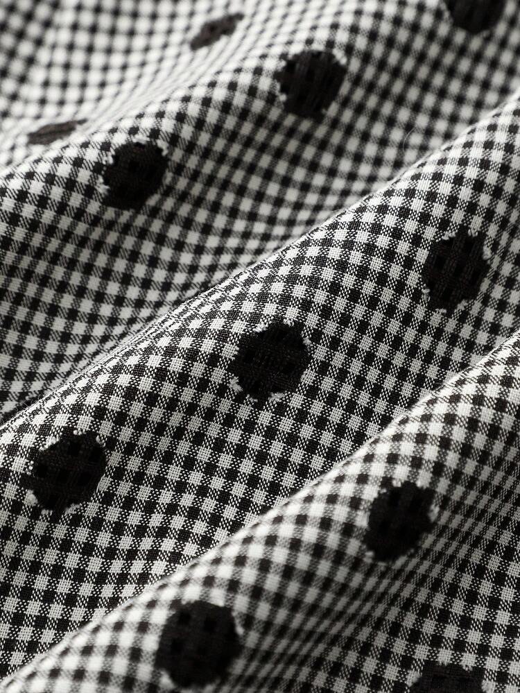 Vestido mini con estilo vintage de lunares, cuello cuadrado y mangas abullonadas - Vestido de otoño, vestido de vacaciones, vestido para salir, vestido de regreso a la escuela, vestido de otoño e invierno