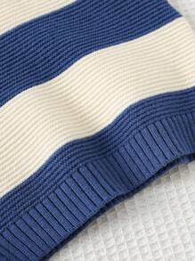 Cozy Pixies Baby Boy Cartoon Bear Striped Pattern Crew Neck Long Sleeve Sweater,In Fall/Winter