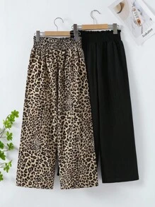 2pcs Girls Casual Vacation Beach Countryside Travel Daily Versatile Loose Flared Leg Pants Chic Outfits For Autumn/Winter Fall