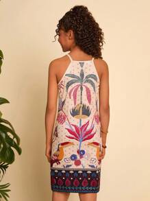 SHEIN Tween Girl Ditsy Floral Knit Cami Dress - Apricot - View 2