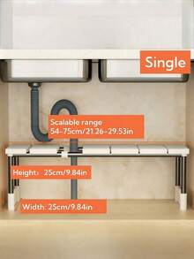 SHEIN 1pc 1/2/3 Layers Flexible Vertical Storage Rack, Stainless Steel Support Frame, Plastic Panel, Adjustable Length Size, Suitable For Kitchen Storage, Home Storage, Dormitory Storage