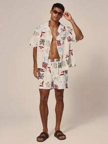 Musero Graphic Print Co-Ord Short Only Elasticated Draw String Waistband Spring Summer Holiday Vacation Poolside Beach - Multicolor - View 1