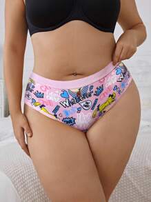 Nick 90s | SHEIN 加大尺寸卡通人物图案可爱内裤 - 彩色 - 查看 3