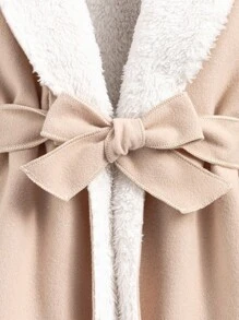 SHEIN Baby Girls' Autumn/Winter Fashion Elegant Classic Long Sleeve Lapel Faux Fur Collar Overcoat