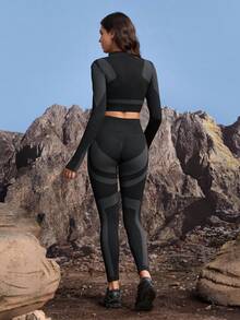 In My Nature 2 件女士休闲套装：长袖上衣和紧身裤健身套装