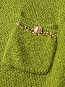 Manfinity Homme 男士落肩长袖单排扣休闲开衫 绿色开衫 男士，秋冬 - 綠色 - 查看 5