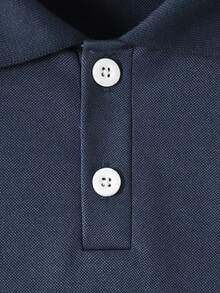 SHEIN Explorewe 青少年男孩马匹印花撞色 Polo 衫长袖休闲轻便日常秋冬装 - 彩色 - 查看 4
