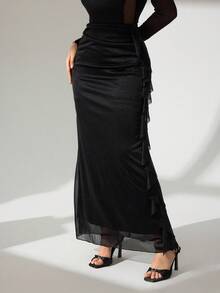 Modelyn Chân váy xếp ly thời trang nữ, kiểu dáng gợi cảm, thường ngày, thích hợp cho tiệc tùng. - màu đen - Xem 2