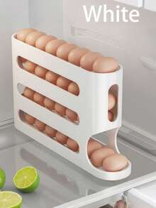 Tier Large Capacity Slide Egg Storage Box - Automatic Rolling, Space-Saving Design For Refrigerator Side Door, Easy Access And Organization, For Easter Day, Egg Storage Trays