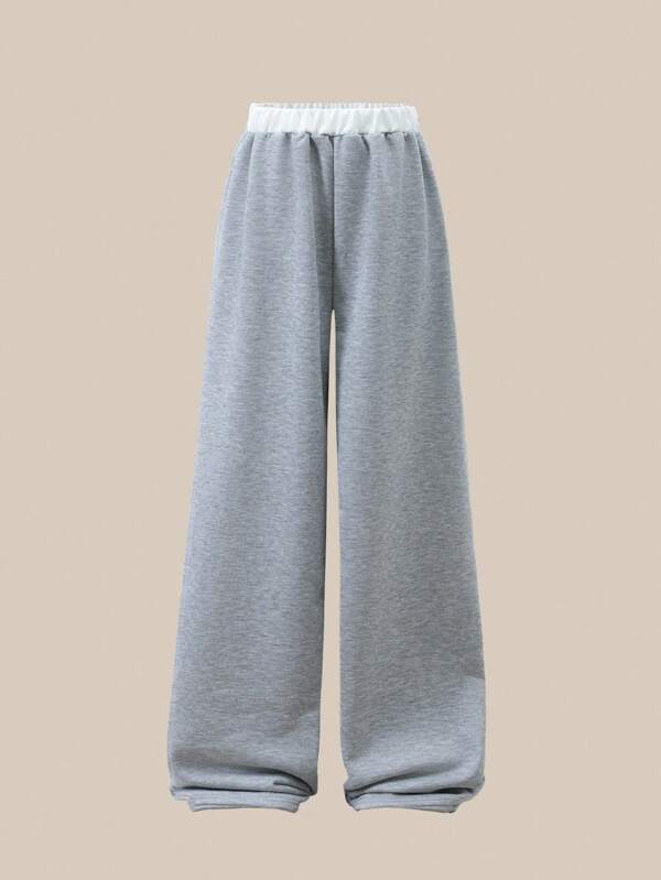 Sweetra Young Drawstring Hem Wide Leg Straight Casual Pants