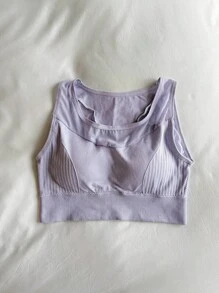 DAZY Mesh Patchwork Sleeveless Slightly Gathered Pullover Sports Bra For Women Lingerie For Women - Blue - View 9